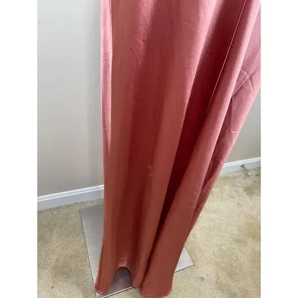 CULT GAIA Kirya Jaipur Gold Chain Halter Neck Pink Satin Maxi Gown Size Small - Picture 7 of 10